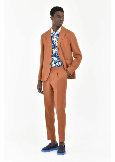 abito slim fit sfoderato in lino lavato manuel ritz pe 23.