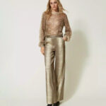 pantalone largo con bottone twin set ai 23.24. art.232tt2313