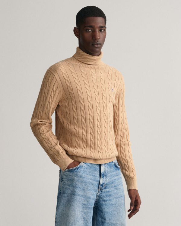 maglia collo alto a treccia regular fit gant ai 23.24.