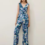 Tuta in twill a fantasia con piega stirata pero marella pe 24.