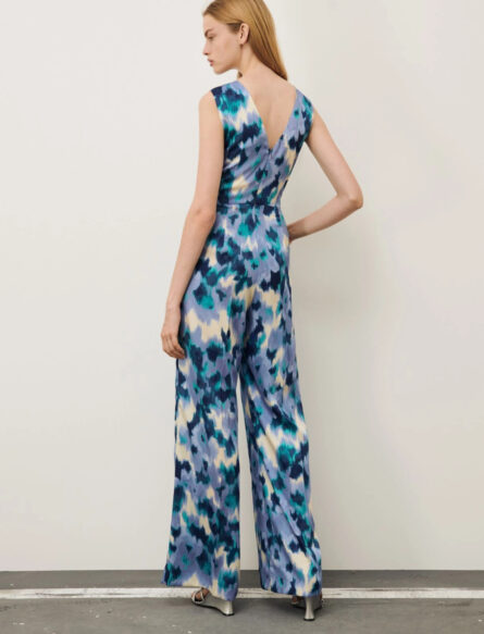 Tuta in twill a fantasia con piega stirata pero marella pe 24.