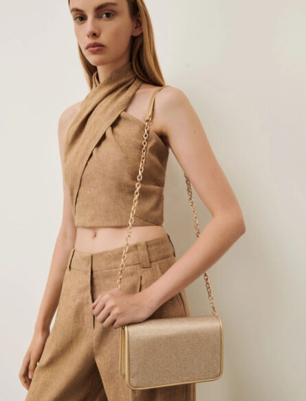 borsa con patta con strass in tinta malibu marella pe 24.