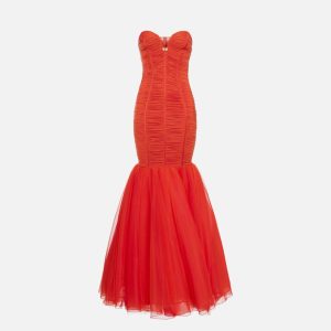 Abito red carpet in jersey con balza di tulle ab61542e2elisabetta franchi pe 24.