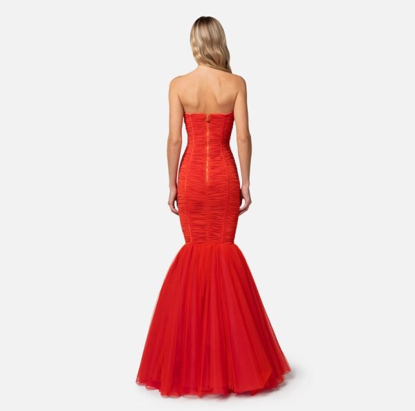 Abito red carpet in jersey con balza di tulle ab61542e2elisabetta franchi pe 24.
