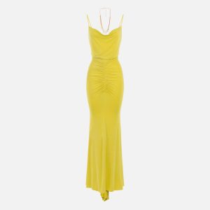 Abito red carpet in cupro drappeggiato ab62842e2 eelisabetta franchi pe 24.