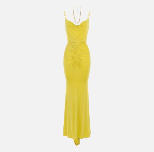 Abito red carpet in cupro drappeggiato ab62842e2 eelisabetta franchi pe 24.
