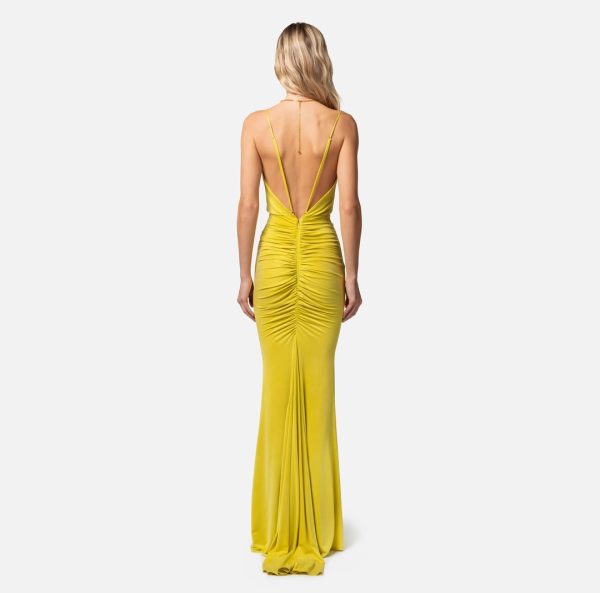 Abito red carpet in cupro drappeggiato ab62842e2 eelisabetta franchi pe 24.