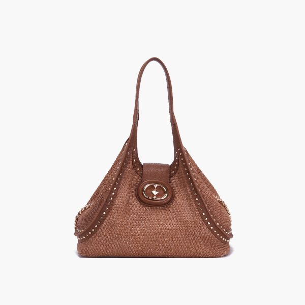 borsa shopping morbida in pelle e raffia 141p-cb-192-rap la carrie pe 24.