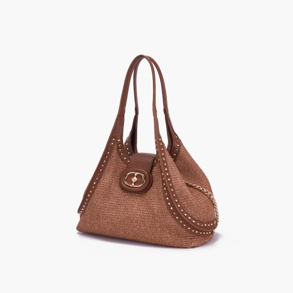borsa shopping morbida in pelle e raffia 141p-cb-192-rap la carrie pe 24.