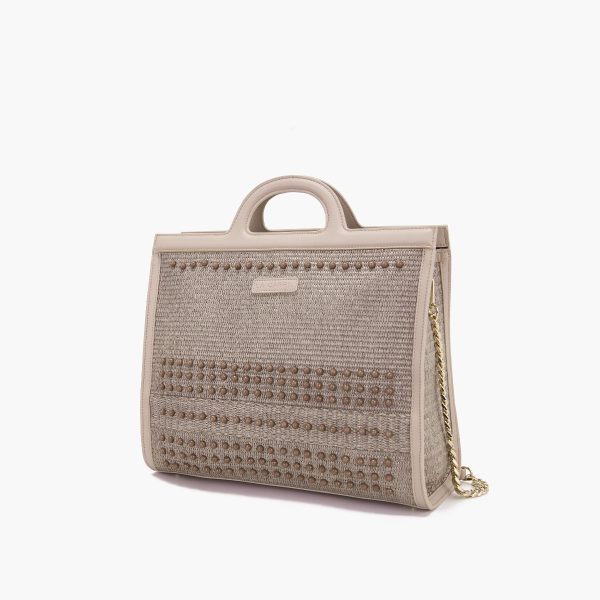 borsa shopping in raffia con perle la carrie pe 24.