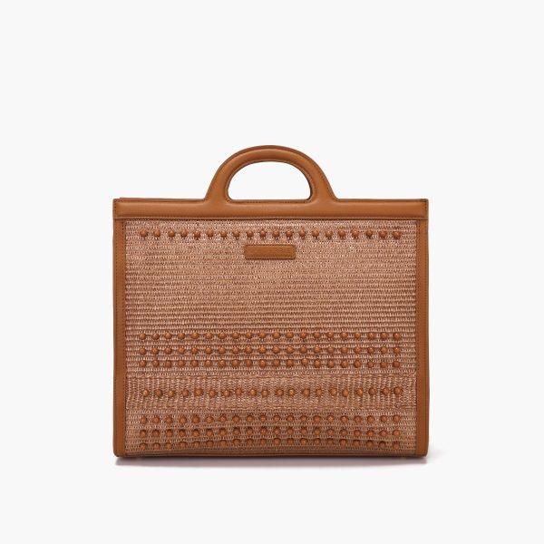 borsa shopping in raffia con perle la carrie pe 24.