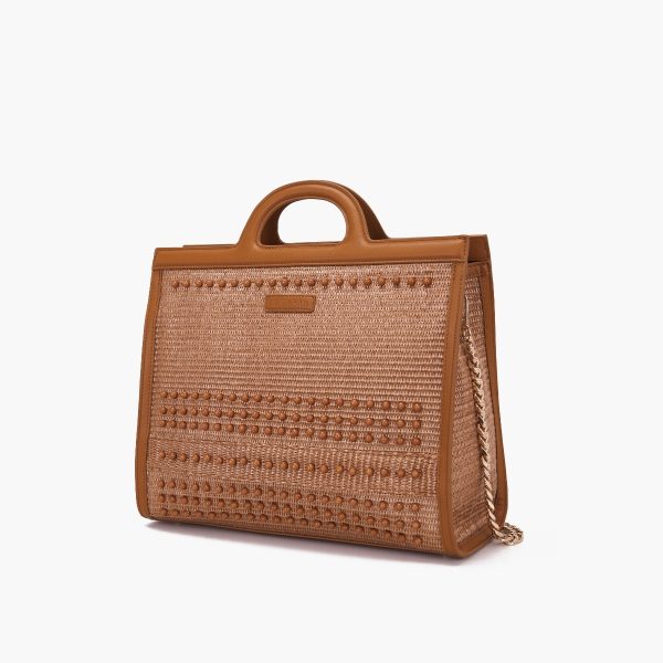 borsa shopping in raffia con perle la carrie pe 24.