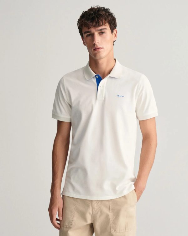 polo in piquè regular fit con contrasto gant pe 24.