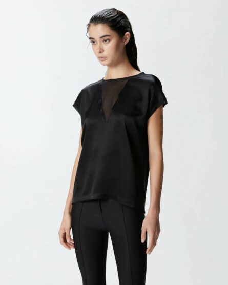 blusa satin e georgette pinko a.i.24.25. mod. orange