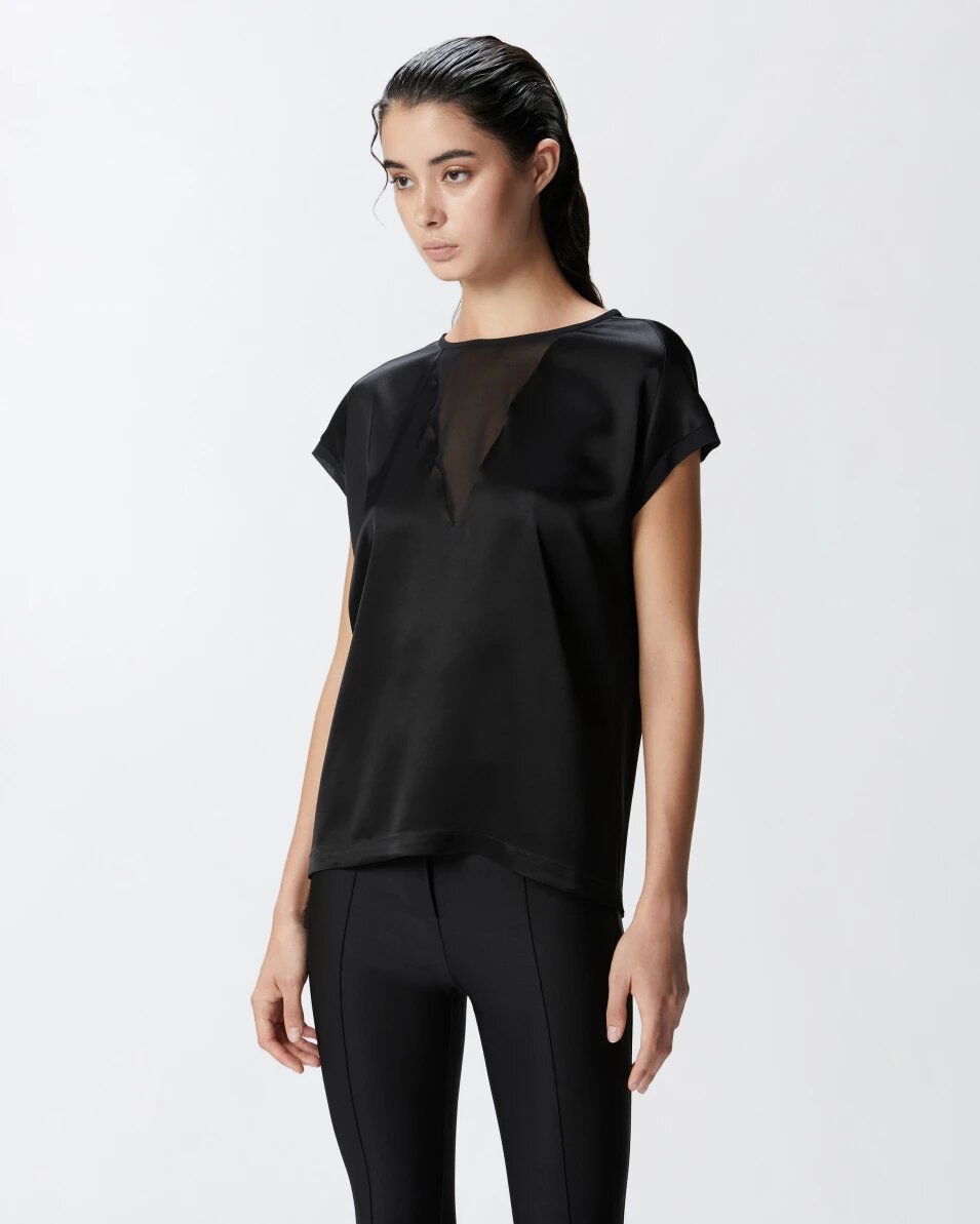 blusa satin e georgette pinko a.i.24.25. mod. orange