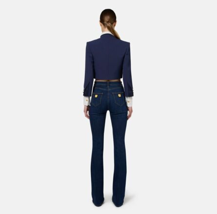 Jeans in cotone stretch con placche logo pj7s46e2 elisabetta franchi ai 24.25.