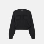 Felpa cropped in viscosa con ricamo logo mk76q46e2 elisabetta franchi ai 24.25.