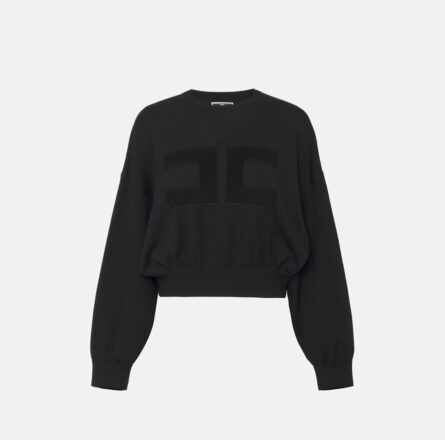 Felpa cropped in viscosa con ricamo logo mk76q46e2 elisabetta franchi ai 24.25.