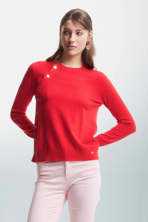 maglia girocollo con dettaglio bottoni idis kocca ai 24.25.