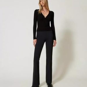pantalone flare a vita alta twin set ai 24.25. art. 242tt2113