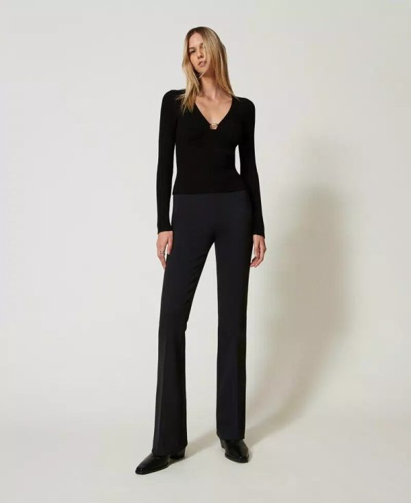 pantalone flare a vita alta twin set ai 24.25. art. 242tt2113
