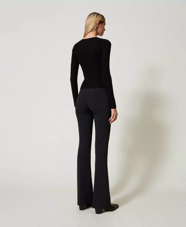 pantalone flare a vita alta twin set ai 24.25. art. 242tt2113