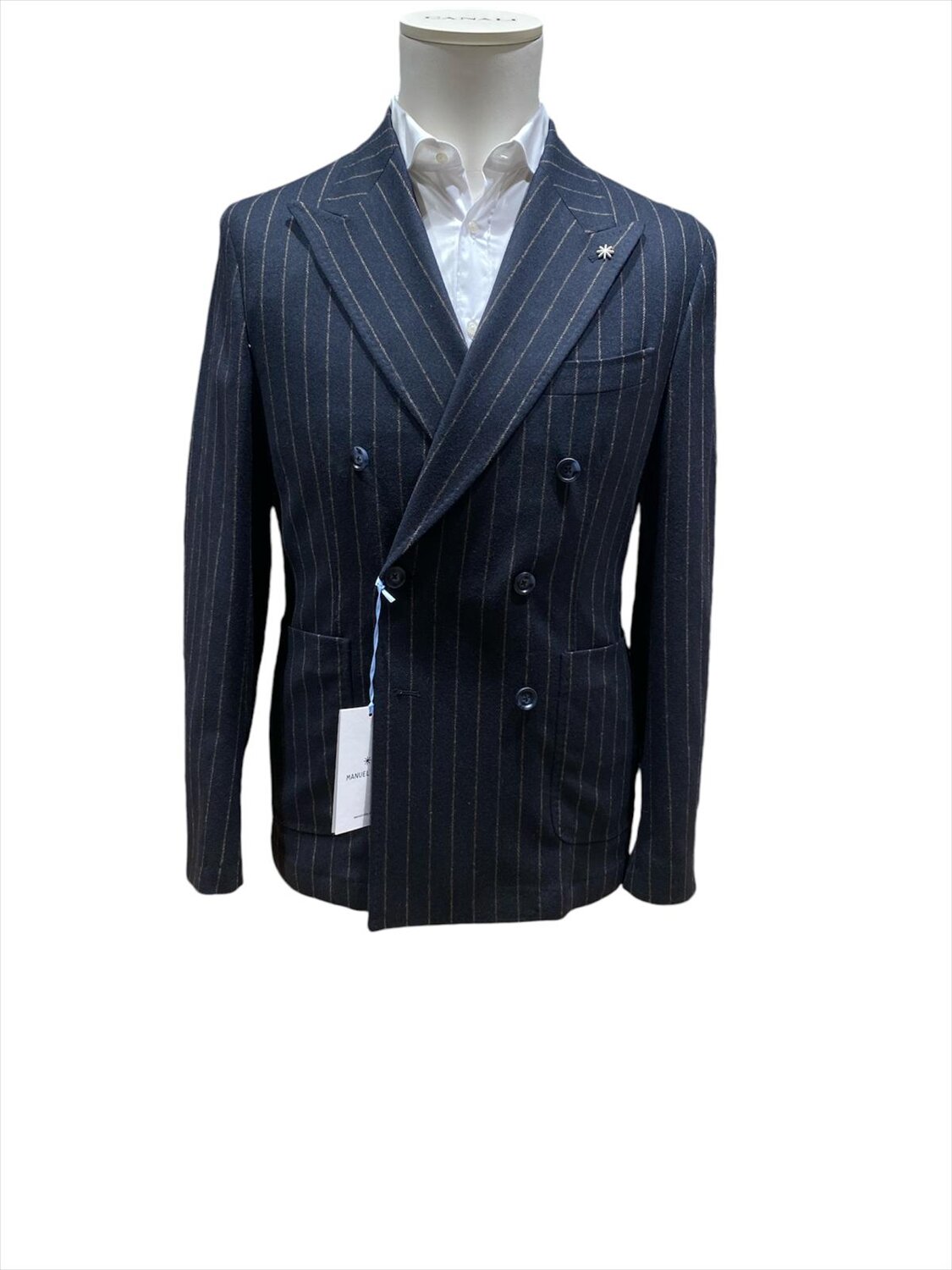 giacca gessata doppiopetto in misto lana slim 3732g2738 manuel ritz ai 24.25.