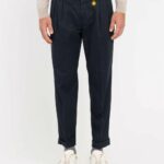pantalone doppia pinces cotone stretch blu manuel ritz ai 24.25.