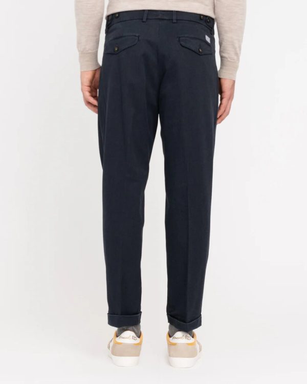 pantalone doppia pinces cotone stretch blu manuel ritz ai 24.25.