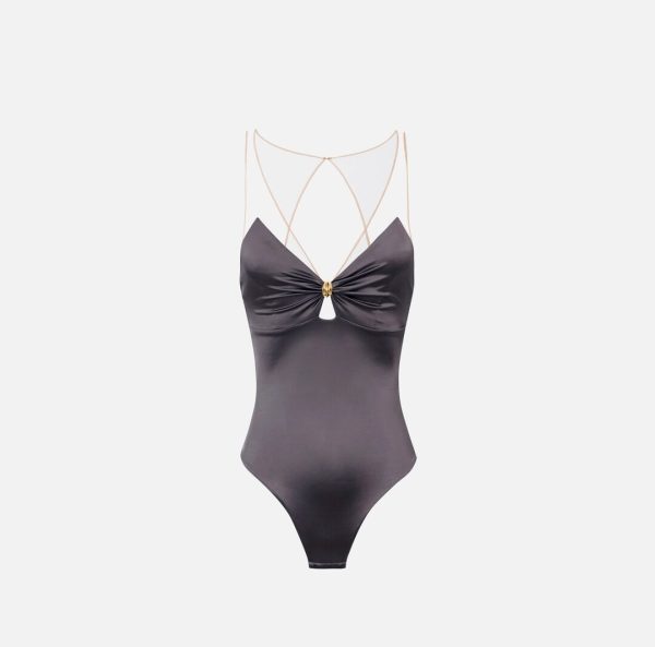 Body in lycra con spalline in tulle bo03051e2 Elisabetta Franchi pe25