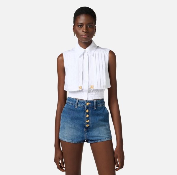 Camicia cropped in popeline con mantellina ca05351e2 Elisabetta Franchi pe25