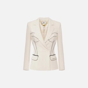 Giacca in crêpe con piping a contrasto gi12951e2 Elisabetta Franchi pe25