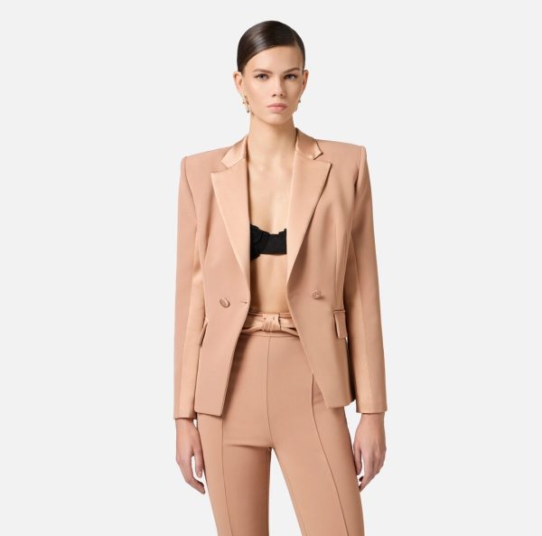 Giacca in crêpe con rever in raso gi14951e2 Elisabetta Franchi pe25