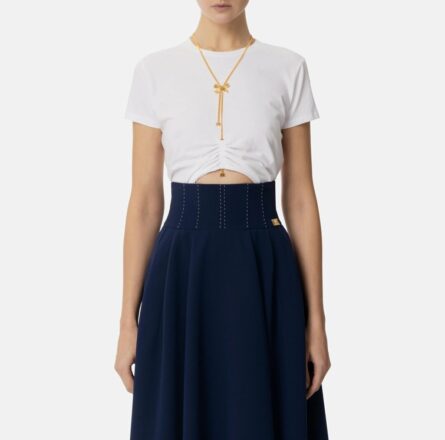 T-shirt in jersey con collana a fiocco ma00651e2 Elisabetta Franchi pe25