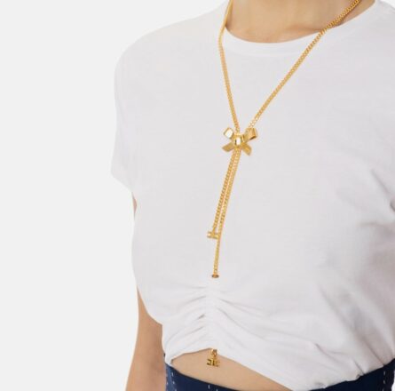 T-shirt in jersey con collana a fiocco ma00651e2 Elisabetta Franchi pe25