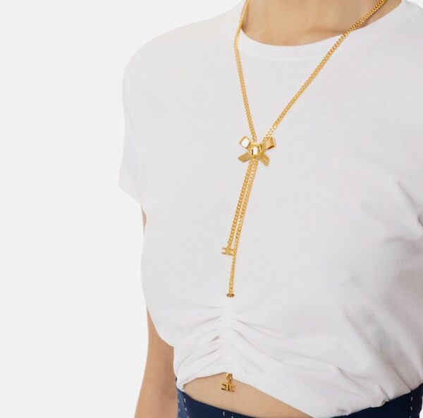 T-shirt in jersey con collana a fiocco ma00651e2 Elisabetta Franchi pe25