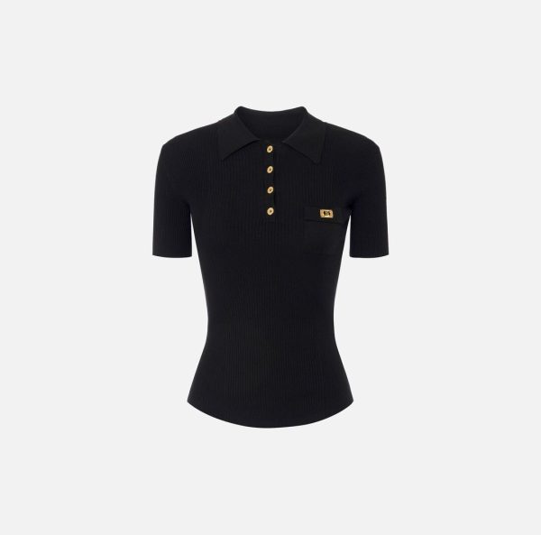 Polo a micro costine con taschino mk63b51e2 Elisabetta Franchi pe25
