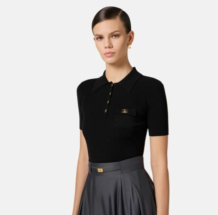 Polo a micro costine con taschino mk63b51e2 Elisabetta Franchi pe25