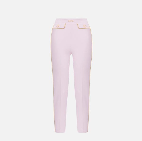 Pantaloni in crêpe con piping morsetto gioiello pat715e2 Elisabetta Franchi pe25