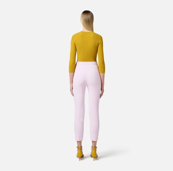 Pantaloni in crêpe con piping morsetto gioiello pat715e2 Elisabetta Franchi pe25