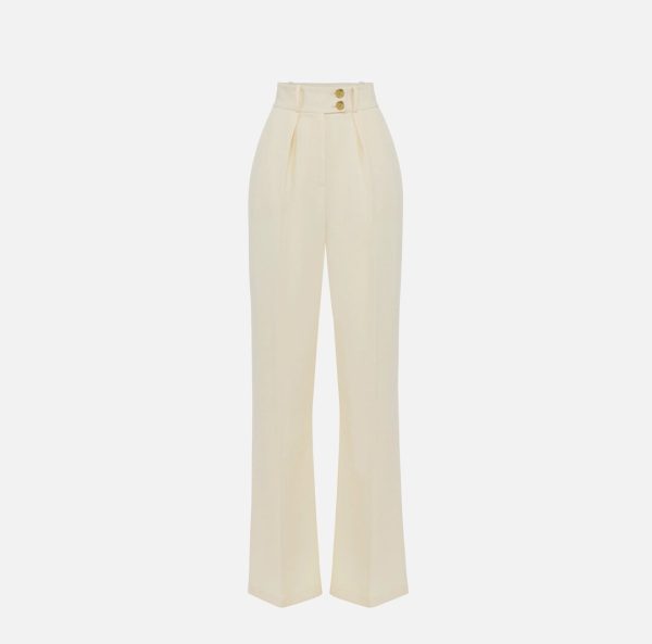 Pantaloni in crêpe fluido con bottoni dorati pa06451e2 Elisabetta Franchi pe25