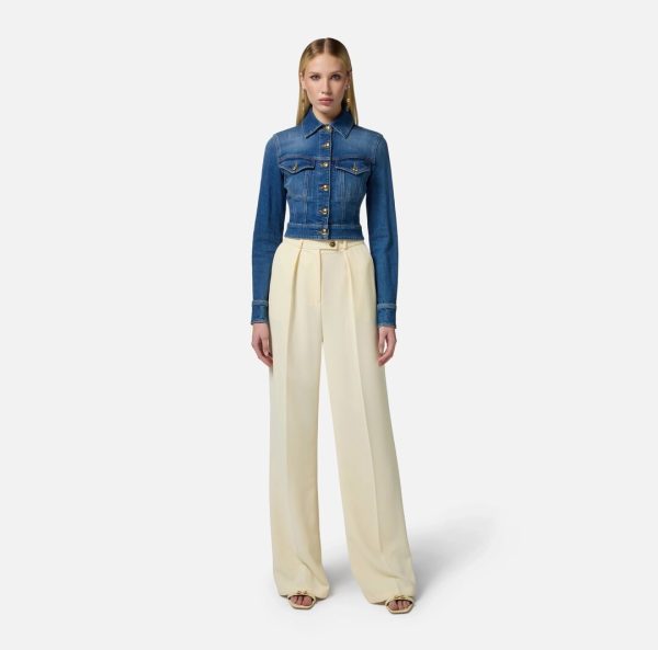 Pantaloni in crêpe fluido con bottoni dorati pa06451e2 Elisabetta Franchi pe25