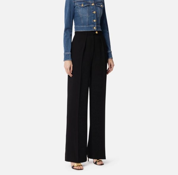 Pantaloni in crêpe fluido con bottoni dorati pa06451e2 Elisabetta Franchi pe25