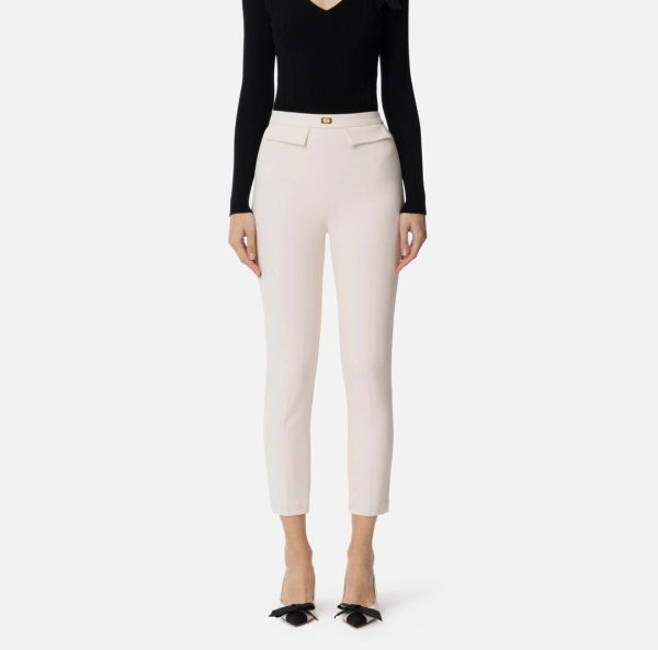 Pantaloni slim in crêpe con placca logo pa07751e2 Elisabetta Franchi pe25