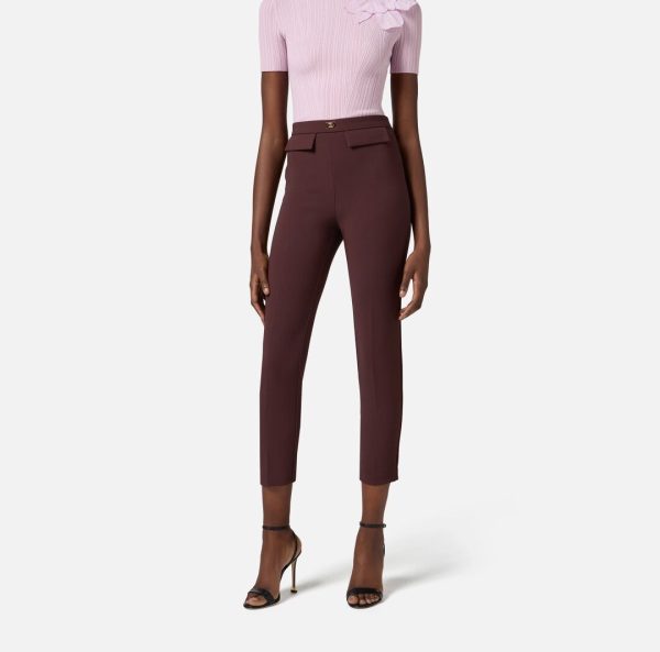 Pantaloni slim in crêpe con placca logo pa07751e2 Elisabetta Franchi pe25