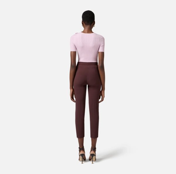 Pantaloni slim in crêpe con placca logo pa07751e2 Elisabetta Franchi pe25