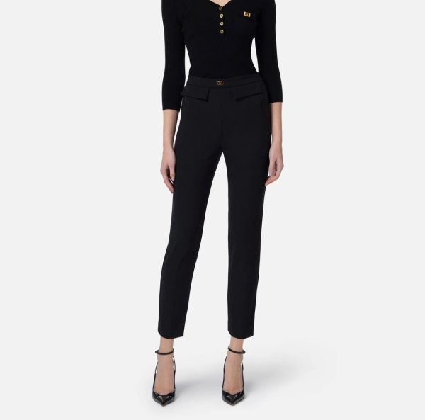 Pantaloni slim in crêpe con placca logo pa07751e2 Elisabetta Franchi pe25