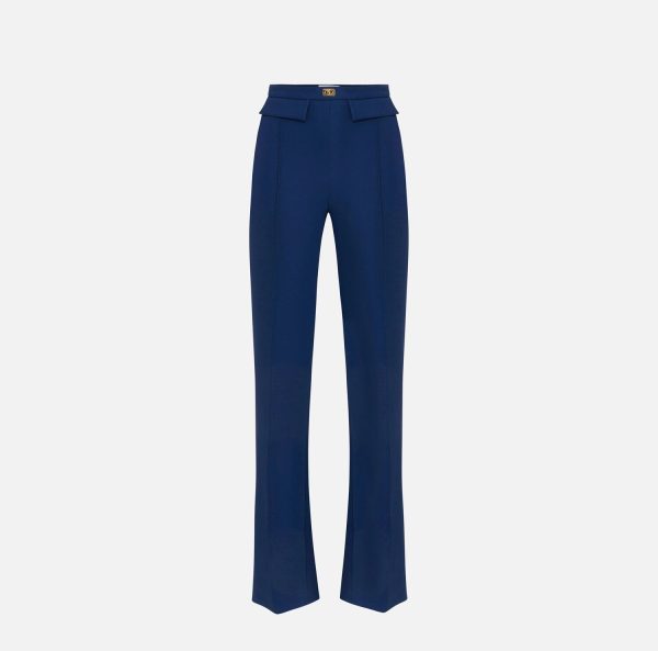 Pantaloni in crêpe con placca logo pa07851e2 Elisabetta Franchi pe25