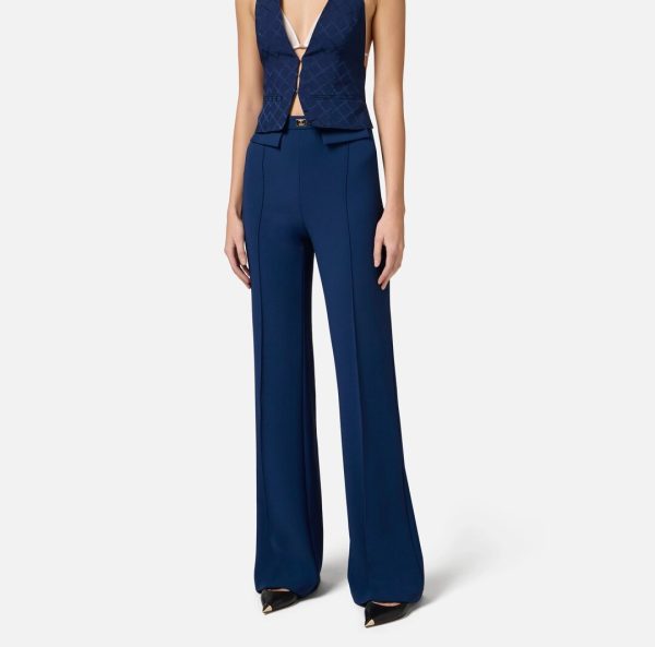Pantaloni in crêpe con placca logo pa07851e2 Elisabetta Franchi pe25