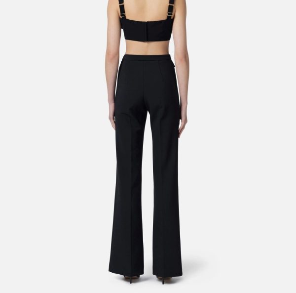 Pantaloni in crêpe con placca logo pa07851e2 Elisabetta Franchi pe25